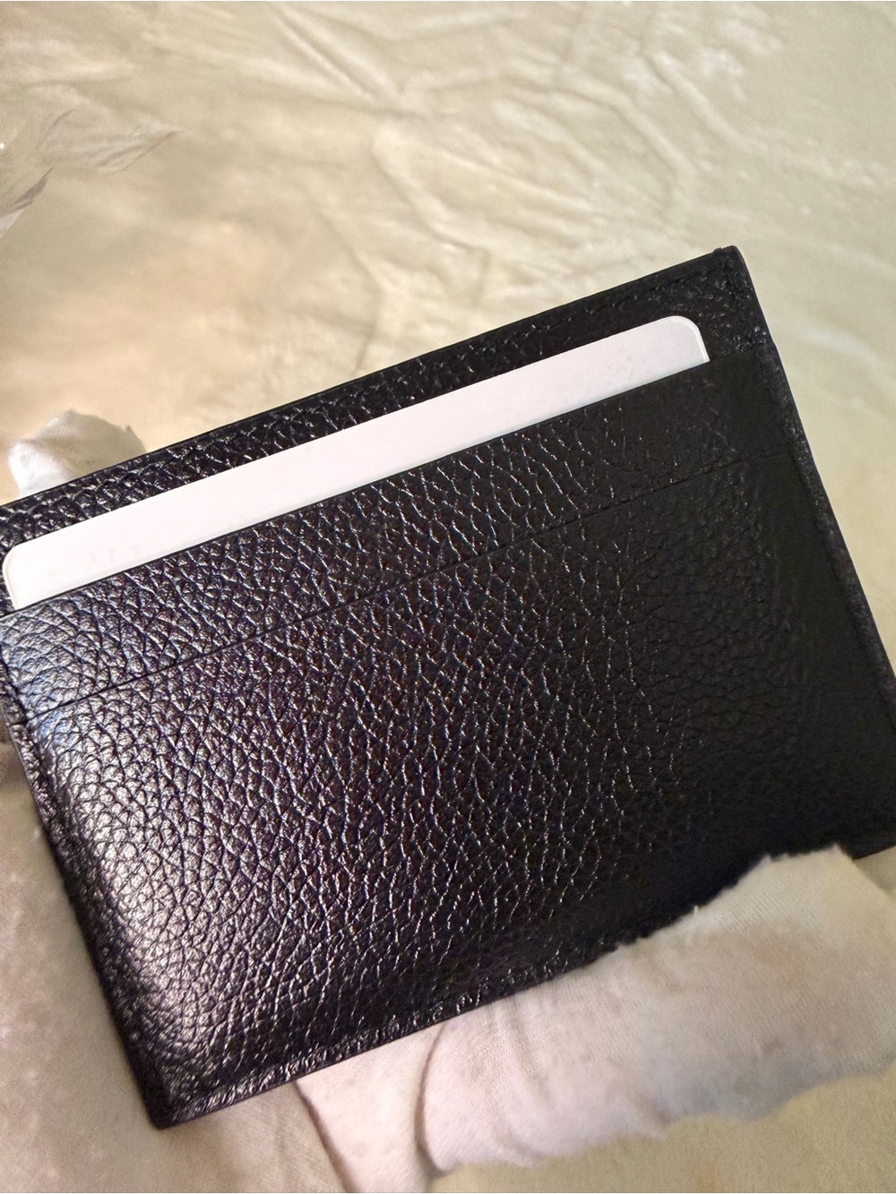 Balenciaga Black Leather Card Holder with Lime Green Logo - Picture 8 of 12